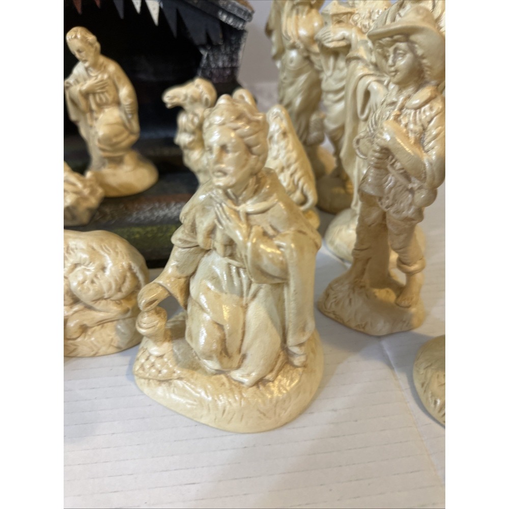 Vintage Atlantic Mold Ceramic Nativity Figures lot 18 pieces-missing Staffs - Picture 10 of 16